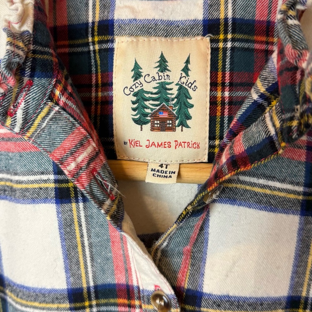 Kiel James Patrick Cozy Cabin Santa Baby Plaid Flannel‎ Dress 4T– Missing Belt